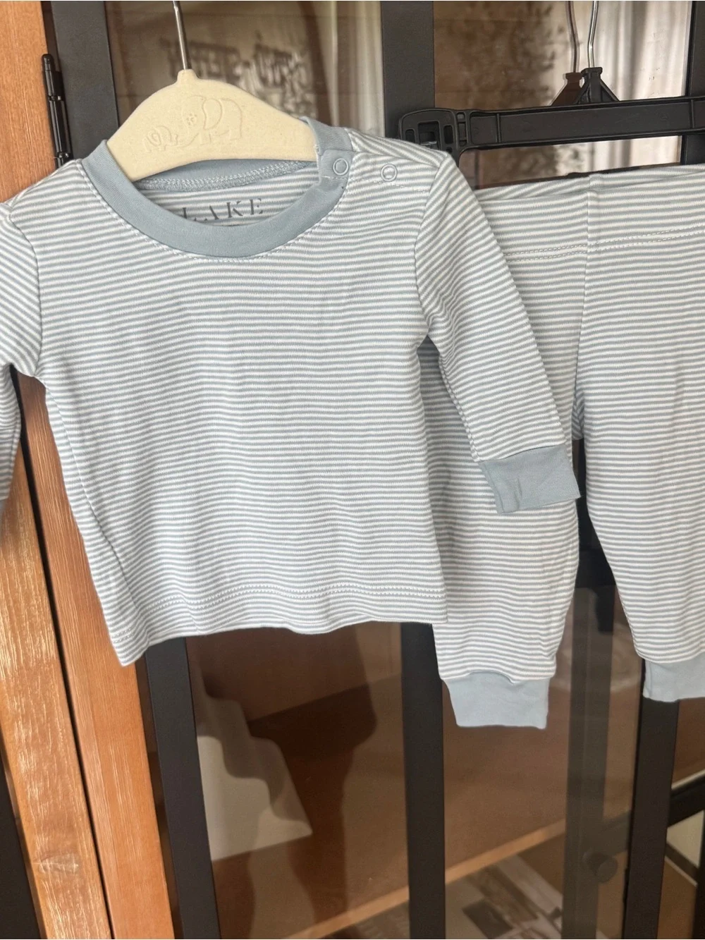LAKE Pajamas set pima long sleeve tee pants cotton baby boy slate dusty blue